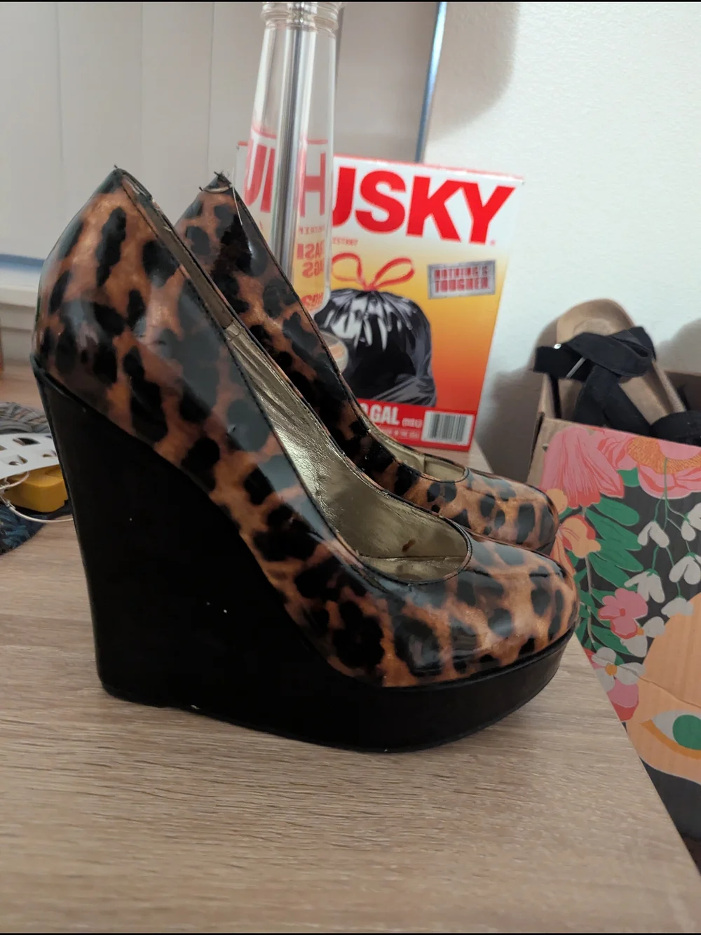 Steve Madden Leopard Print Platform Wedges in Brown and Black